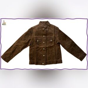 NWOT-Carre Label Brown Waxed Cotton Workwear Utility Jacket Vintage Style